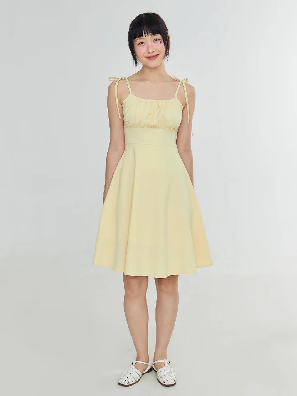 [ADOREBELLE] SS 24 SHOULDER RIBBON DRESS - YELLOW