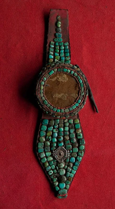 540-A  Old Ladakh Mulbeg Perak Headdress with Turquoise