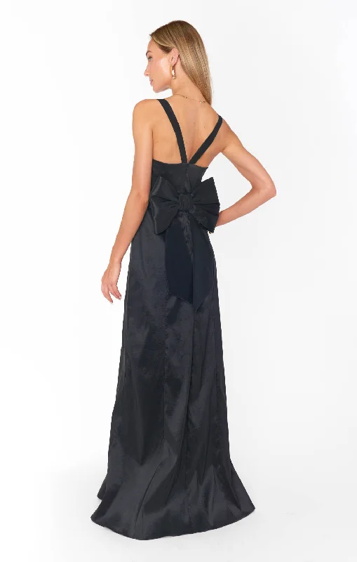 Charlotte Bow Dress ~ Black Taffeta