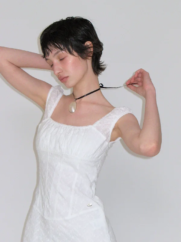 [CRANK] SS 24 SHIRRING CORSET DRESS_WHITE