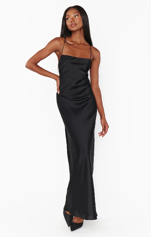 Dani Slip Dress ~ Black Luxe Satin