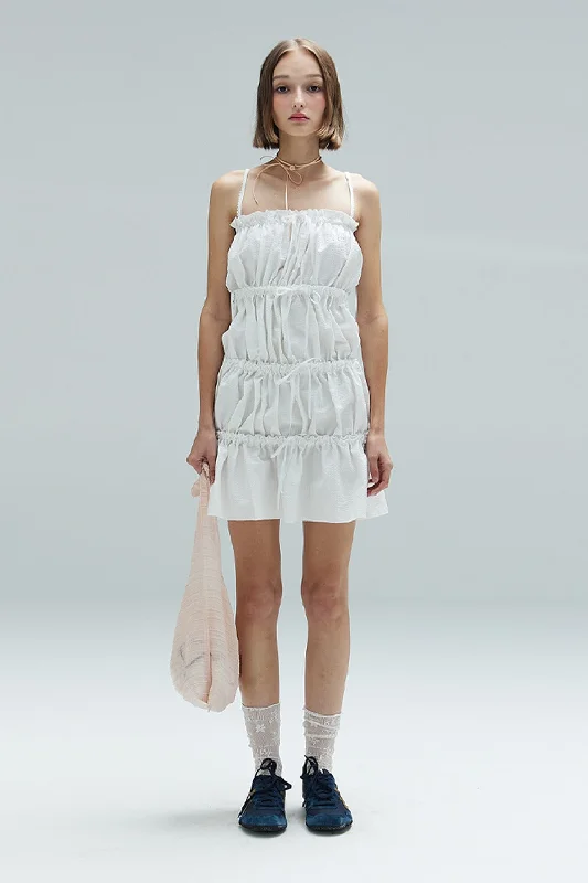 [DEARSTALKER] SS 24 BEBE RUFFLE DRESS - WHITE