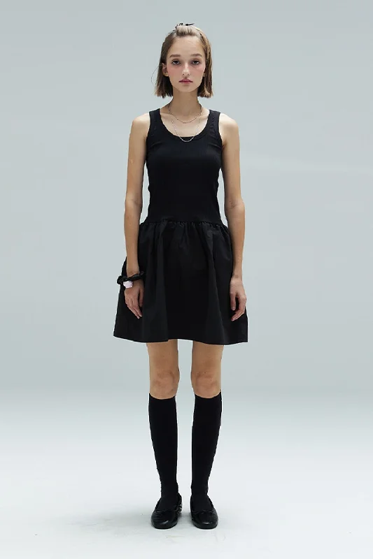 [DEARSTALKER] SS 24 DAISY SHIRRING DRESS - BLACK