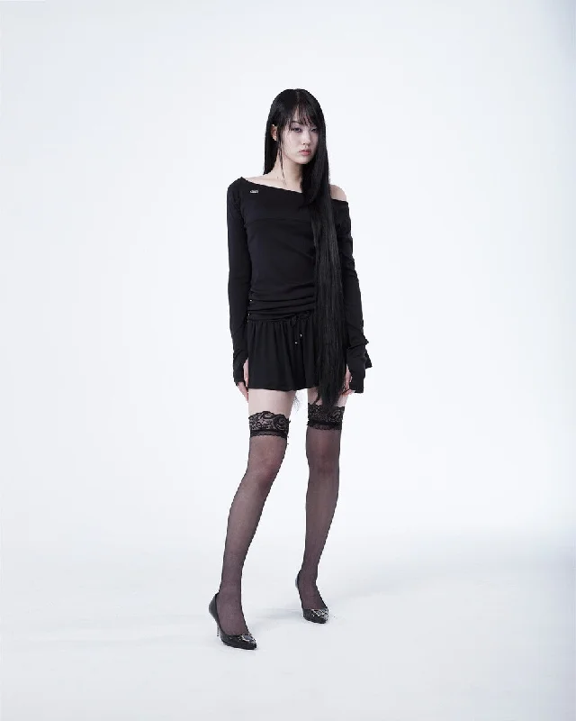 [ELFELFELF ARCHIVES] FW 24 RAGLAN METAL LOGO DRESS (BLACK)