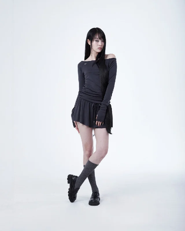 [ELFELFELF ARCHIVES] FW 24 RAGLAN METAL LOGO DRESS (CHACOL)