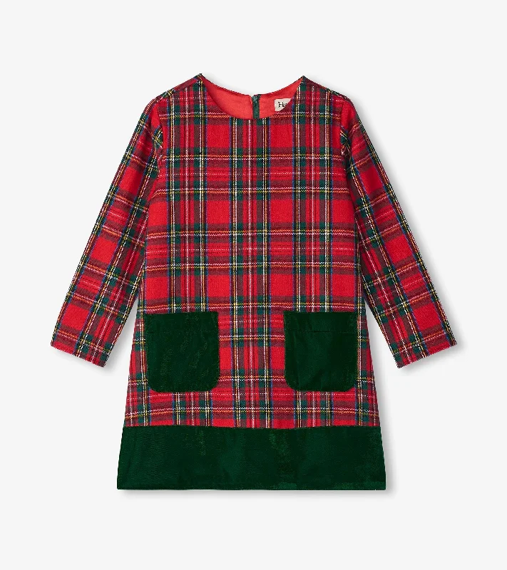 Girls Red Plaid A-Line Dress