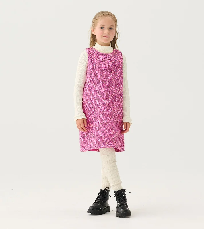 Girls Rose Violet Tweed Dress