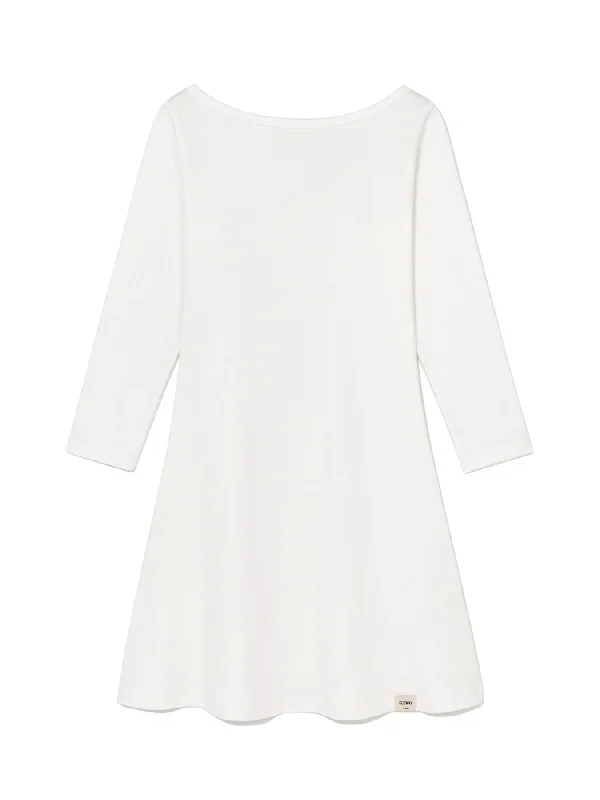 [GLOWNY] FW 24 3/4 G COMFORT DRESS (WHITE)