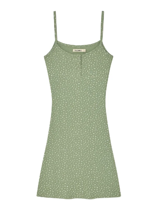 [GLOWNY] SS 24 PROVINCE EYELET CAMI DRESS (MATCHA BLOOM)