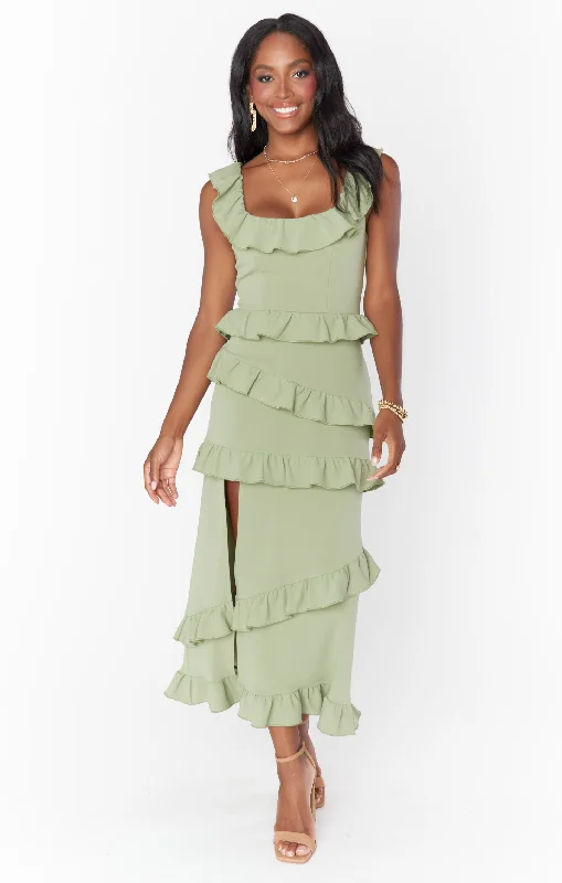 Greta Dress ~ Moss Green Stretch