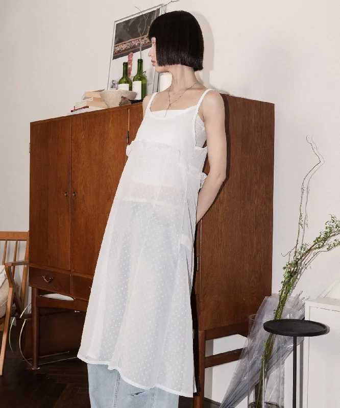 [HIGH SCHOOL DISCO] SS 24 Dot see-through frill layered dress White