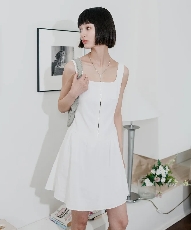 [HIGH SCHOOL DISCO] SS 24 Hook flare sleeveless dress White