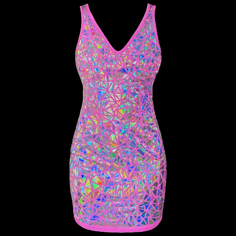 Holographic Mosaic Dress / PINK