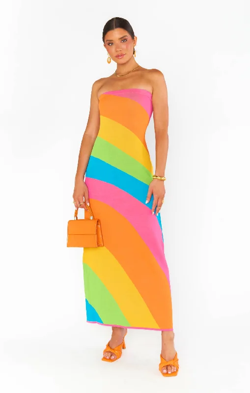 Island Nights Tube Dress ~ Salty Rainbow Stripe Knit