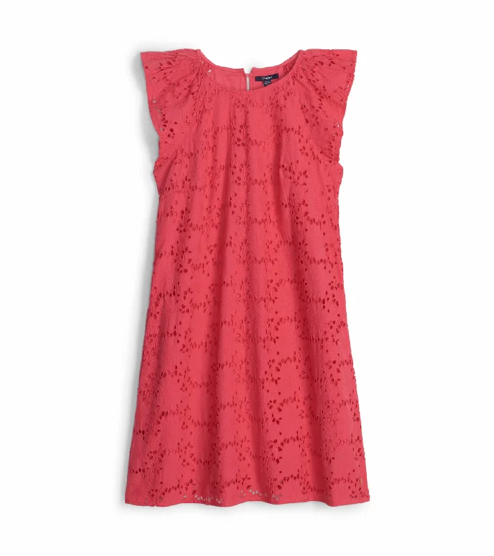 Kaia Eyelet Dress - Rouge Red