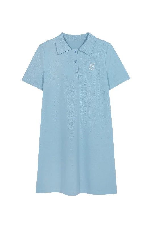 [MAKEATOAST] SS 24 BUTTON POINT EMBROIDERED PK DRESS BLUE MBCSOP006BL