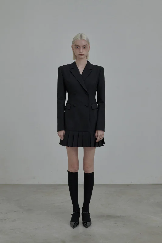 [MAUSOLEUM] FW 24 Jenn Pleated suit jacket dress - Black