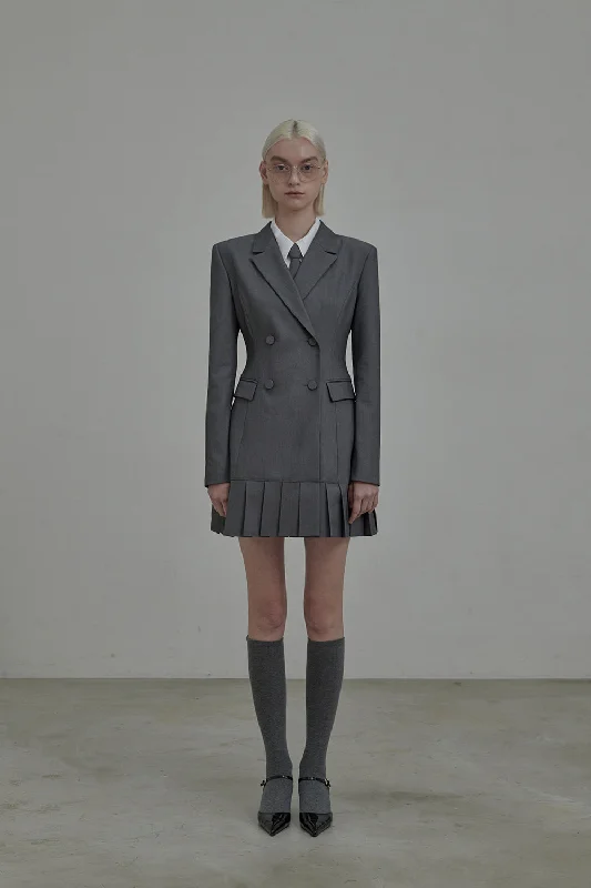 [MAUSOLEUM] FW 24 Jenn pleated suit jacket dress - Grey