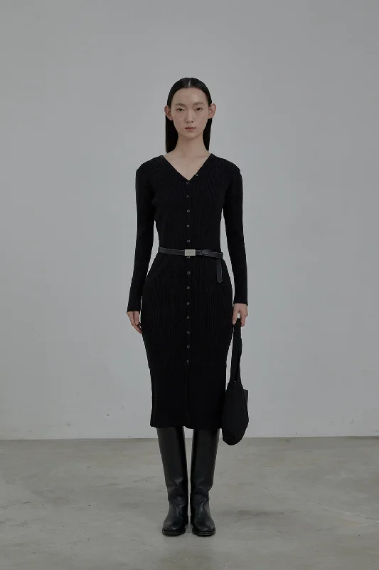 [MAUSOLEUM] FW 24 Leone knit dress-Black