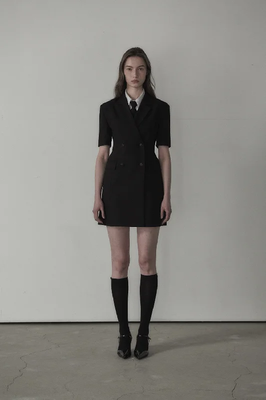 [MAUSOLEUM] SS 24 Jenn half-sleeve suit jacket dress - Black