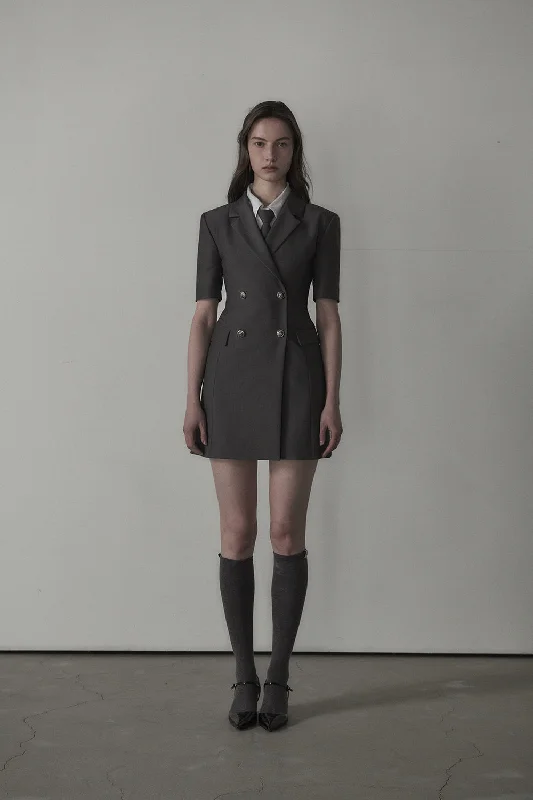 [MAUSOLEUM] SS 24 Jenn half-sleeve suit jacket dress - Grey