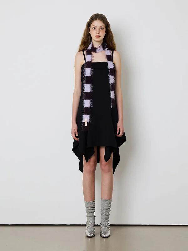 [MEENDERI] FW 24 STRAP BUTTON LAYERED DRESS - BLACK