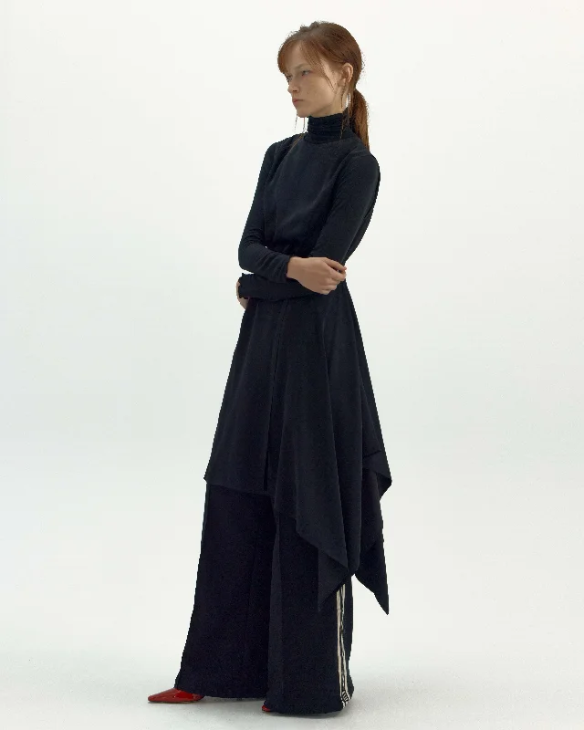 [MERENS] FW 24 UNBALANCED BELTED SLEEVELESS DRESS