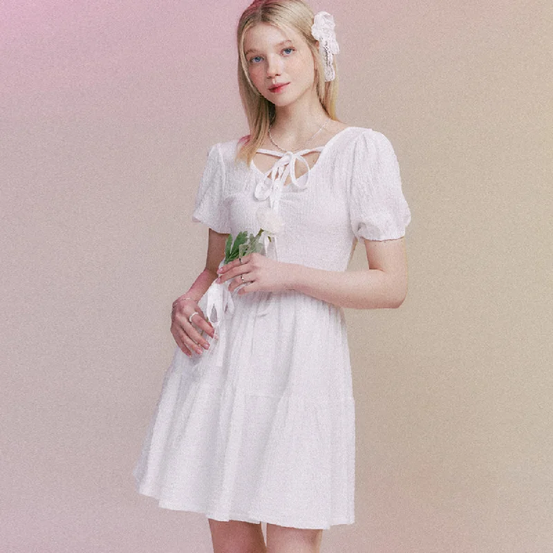 [MOONFAIRY] SS 24 MF BLANC RIBBON PUFF DRESS/WHITE