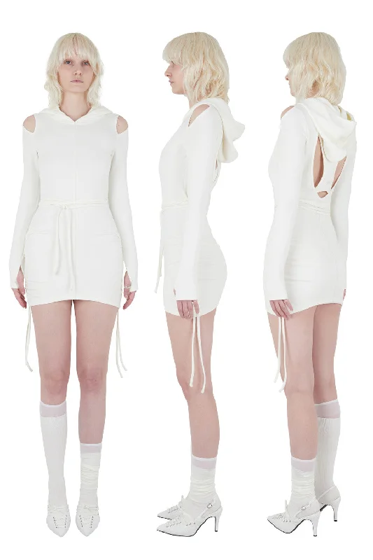 [NILLER] Summer 24 RACERBACK CUT-OUT SHIRRING DRESS / WHITE