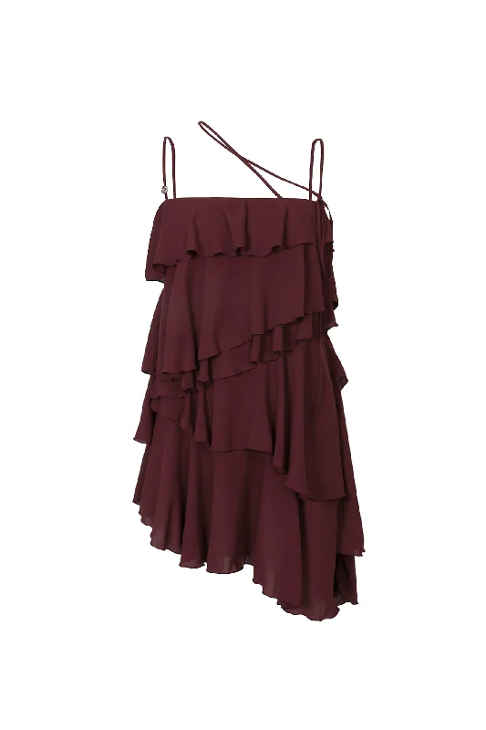 [PAIN OR PLEASURE] FW 24 ELLA FRILL DRESS wine