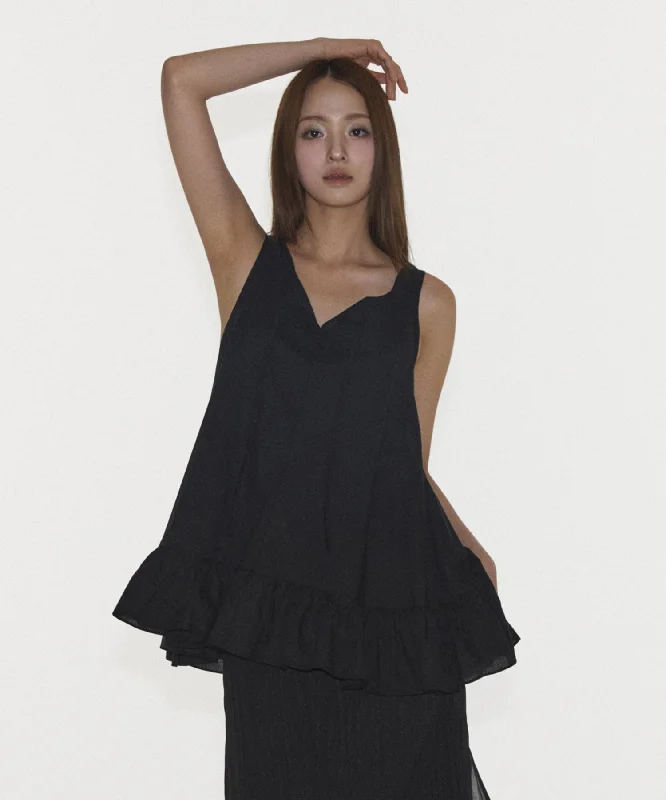 [PLASMASPHERE] SS 24 FRILL DRESS IN BLACK