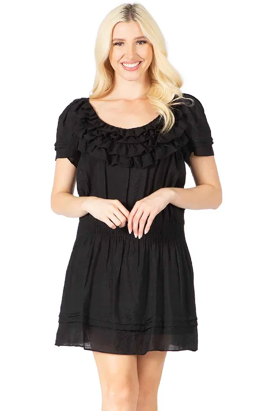 Rachel Ruffled Pleated Sleeve Tunic Dress