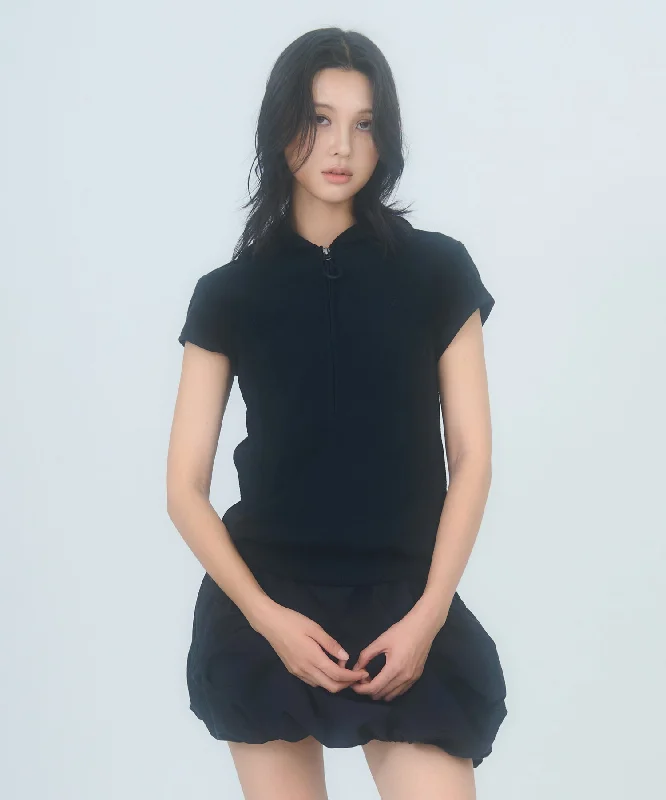 [RUNNING HIGH] FW 24 FLEECE HOODED TUNIC DRESS (BLACK)