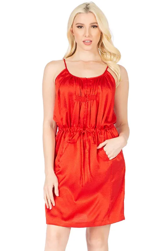 Satin Tie Waist Dress