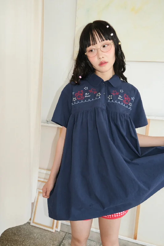 [SHAKIRI] SS 24 BEST FRIEND EMBROIDERY DRESS _NAVY