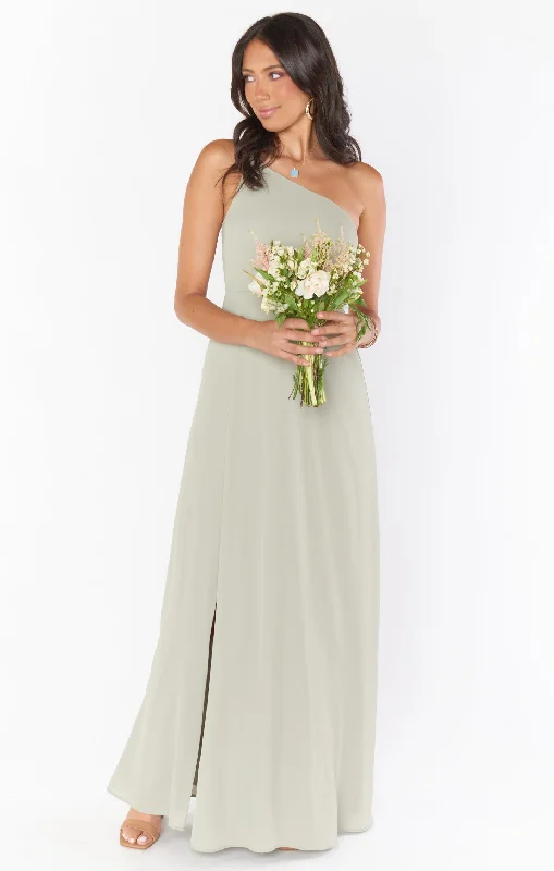 Shannon One Shoulder Dress ~ Moss Green Crisp