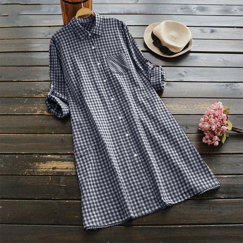 Women's Summer Casual Cotton Beach O-Neck Loose Dress