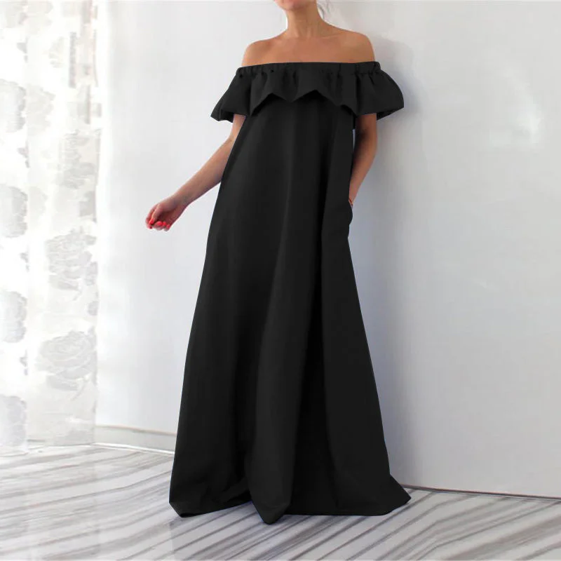 Women's Summer Off-Shoulder Loose Dress With Ruffles