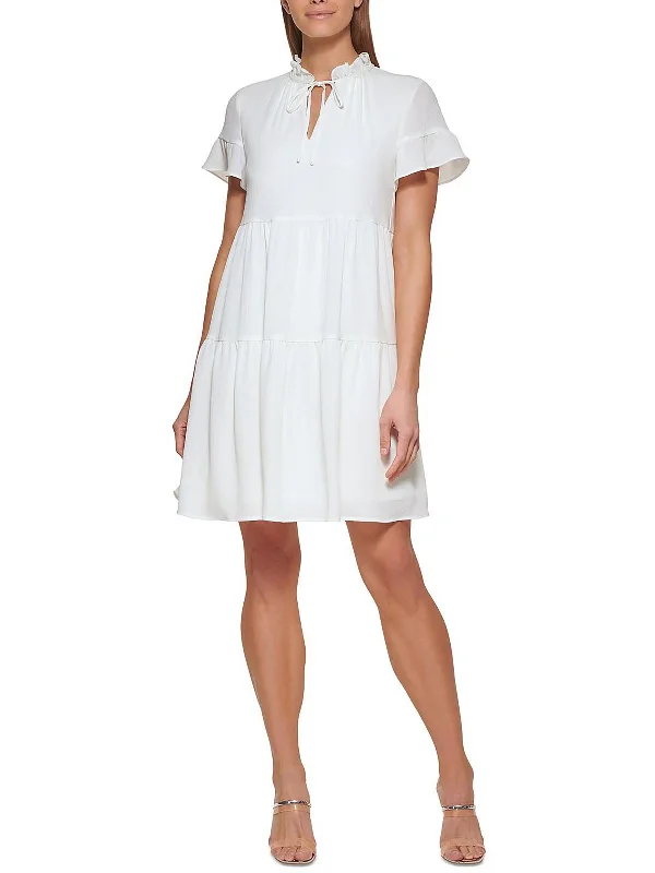 Womens Crepe Short Shift Dress