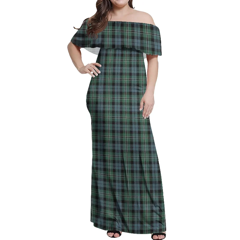 Melville Tartan Off Shoulder Long Dress