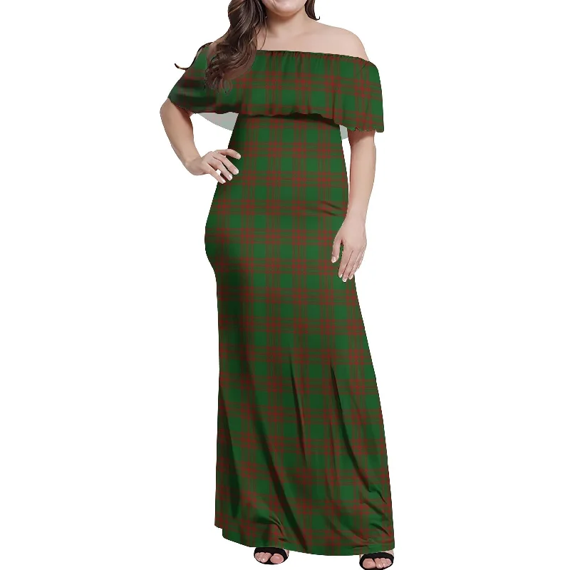 Menzies Tartan Off Shoulder Long Dress