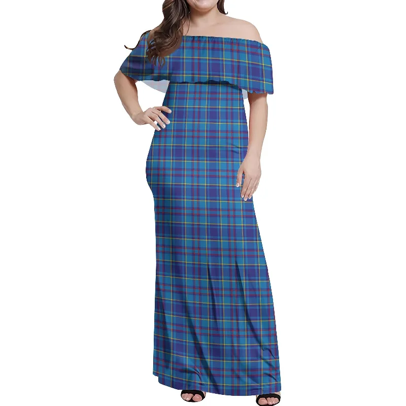 Mercer Tartan Off Shoulder Long Dress