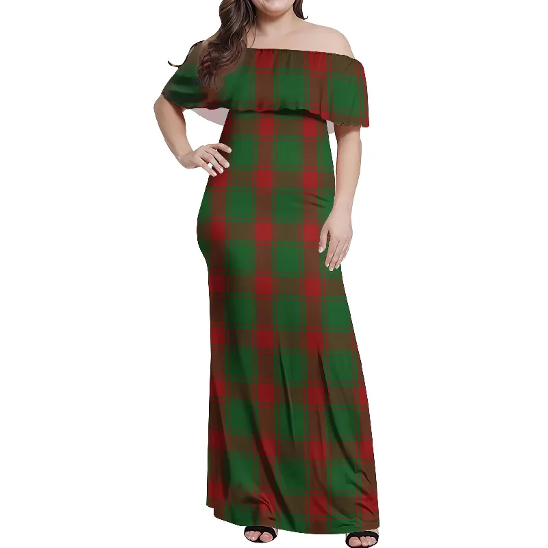 Middleton Tartan Off Shoulder Long Dress