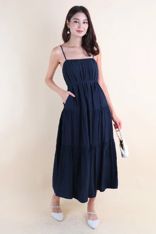 MILAN TIER MAXI DRESS IN DARK TEAL