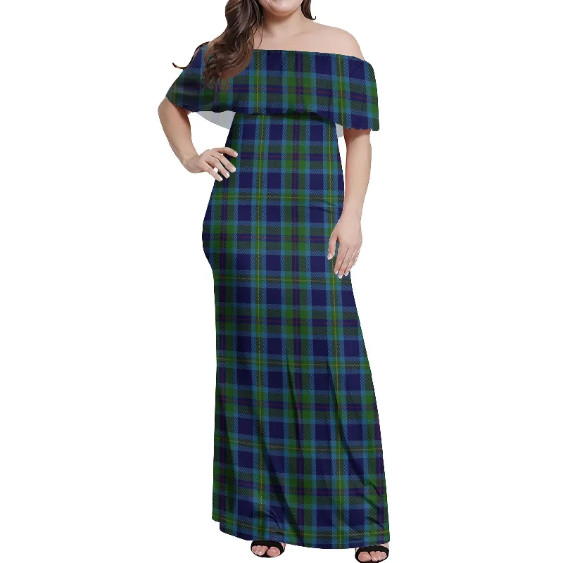 Miller Tartan Off Shoulder Long Dress