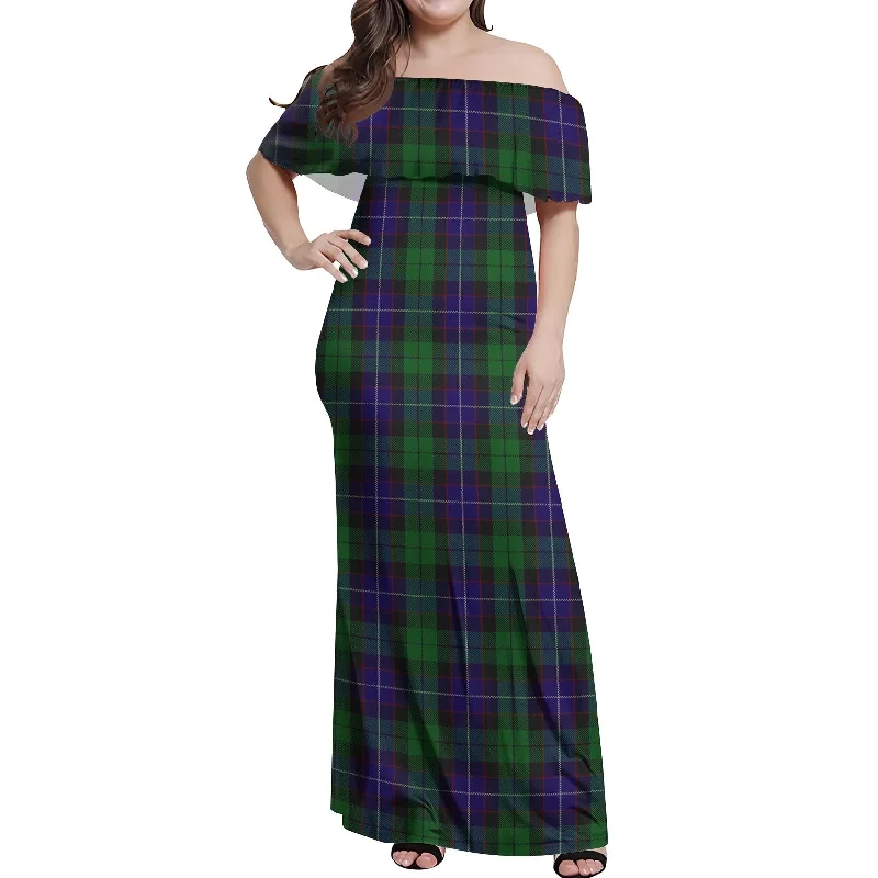 Mitchell Tartan Off Shoulder Long Dress