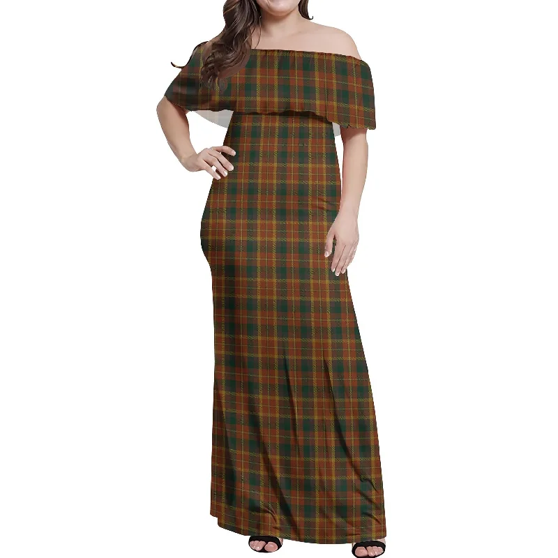 Monaghan County Ireland Tartan Off Shoulder Long Dress