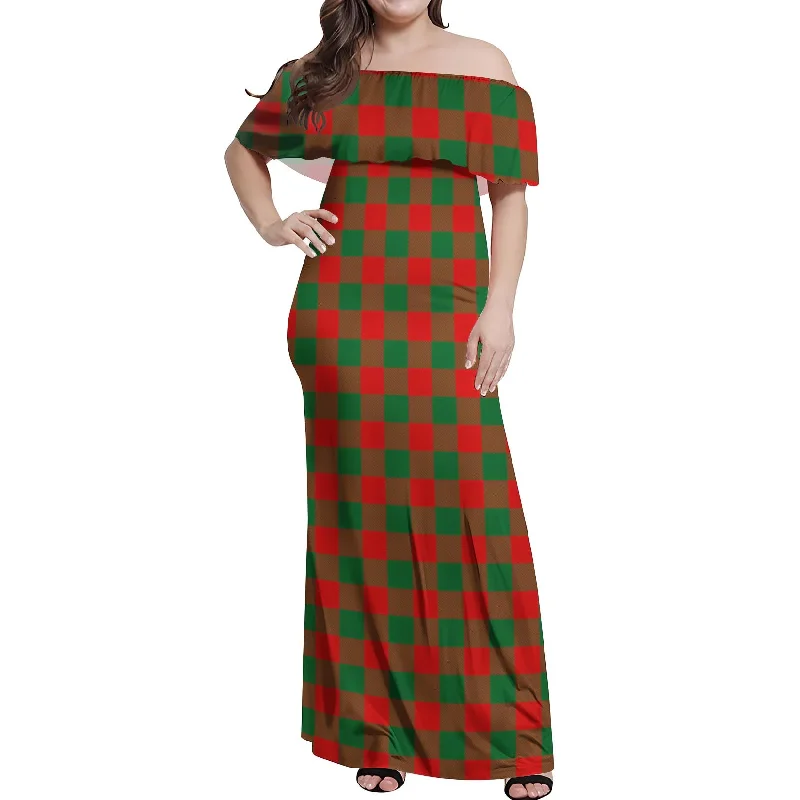 Moncrieff Modern Tartan Off Shoulder Long Dress