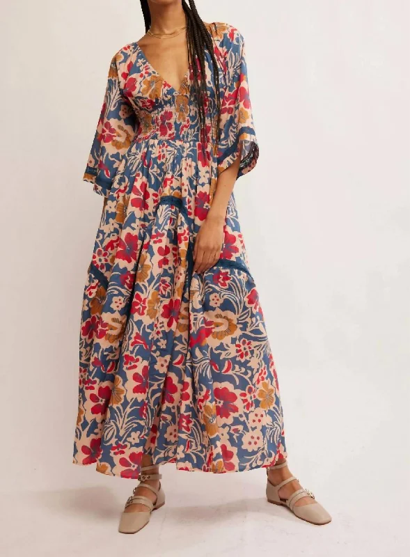 Printed Dixie Maxi Dress In Vintage Indigo Combo