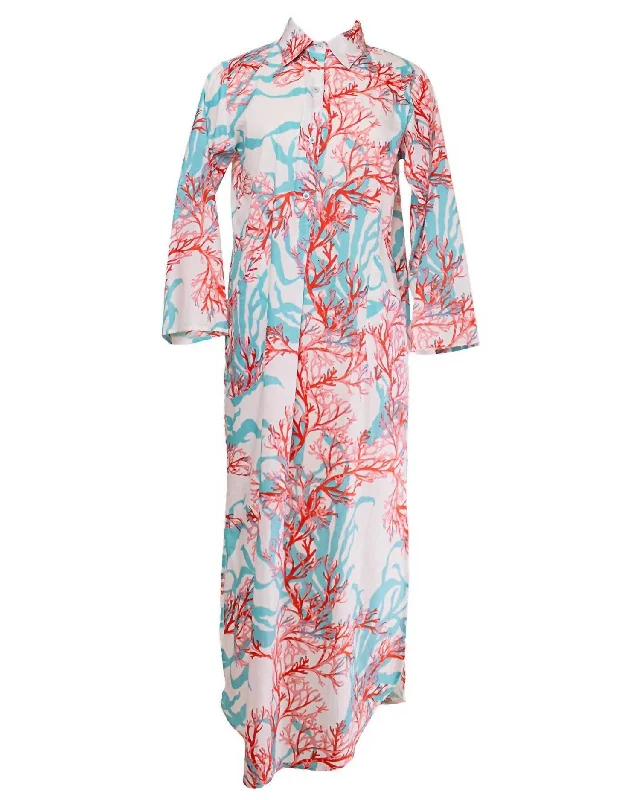 Women's Coral Print Maxi Dress In Blue/red